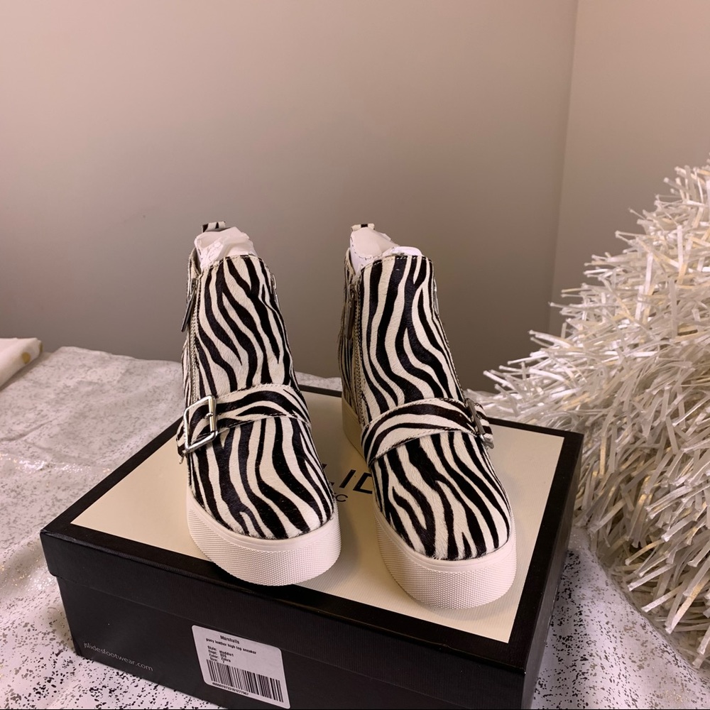J/Slides Studdie Genuine Calf Hair Wedge Sneaker